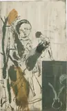 Neo Rauch, Ohne Titel (aus der Serie: Studien zur Göttlichen Komödie), 1992, Öl auf Papier, collagiert