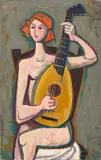 Mädchen mit Gitarre by Karl Hofer, 1954, Öl auf Leinwand, sold May 2014