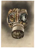 Karl Hermann Trinkaus, Gasmaske, 1931, Collage und Spritztechnik auf Papier