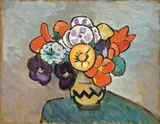 Blumenstilleben by Gabriele Münter, Öl auf Pappe, sold Nov 2009