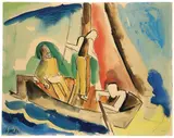 Fischerboot by Karl Schmidt-Rottluff, 1921, Aquarell und Tuschfeder auf Papier (aus einem Zeichenblock), sold Nov 2009