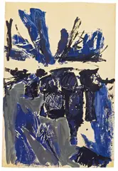 Georg Baselitz, Ohne Titel (Stilleben), 1977, Öl und Linolschnitt auf festem Papier