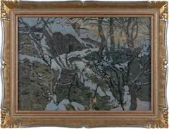 Jaroslav Panuška, Winter Landscpae Study, 1920s, oil on cardboard