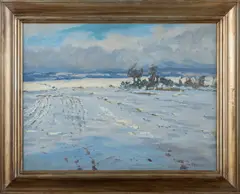 Jaroslav Panuška, Winter Landscape, Around 1910, oil on cardboard