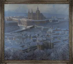 Josef Písecký, Prague in Winter, First half of 20th century, oil on canvas