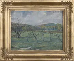 Jan Rambousek, Early Spring Near Šumava, First half of 20th century, oil on cardboard