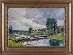 Ota Bubeníček, Bridge on a River, 1927, oil on cardboard