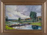 Ota Bubeníček, Bridge on a River, 1927, oil on cardboard
