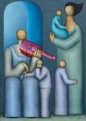 Jesus Leuus, Untitled (Familia), 1982, Acrylic on Masonite