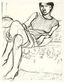 Seated Woman in a Striped Dress by Richard Diebenkorn, 1965, Lithograph on Arches paper, sold Mar 2017