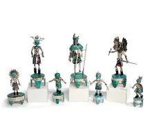 David Freeland, Jr., Kachinas (7), Silver, turquoise, and precious stones