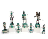 David Freeland, Jr., Kachinas (7), Silver, turquoise, and precious stones