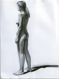Wayne Thiebaud, Ponytail Nude, 1976, Charcoal on paper