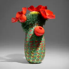 Strombazarre by Flo Perkins, 2010, hand-blown glass, glass threads, sold Oct 2023
