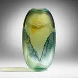 Mark Peiser, Sunrise paperweight vase, 1981, hand-blown and internally decorated glass