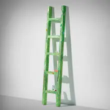 Therman Statom, Green Ladder, 1989, painted plate glass, mixed media