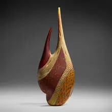 Large vessel (from the Ancella series) by Davide Salvadore, 2007, hand-blown glass, partial battuto surface, sold Oct 2023