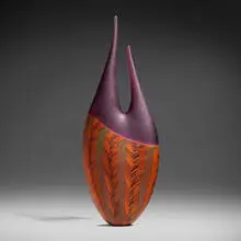 Large vessel (from the Ancella series) by Davide Salvadore, 2006, hand-blown glass, partial battuto surface, sold Oct 2023