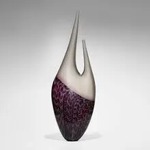 Large vessel (from the Ancella series) by Davide Salvadore, 2006, hand-blown glass, partial battuto surface, sold Oct 2023
