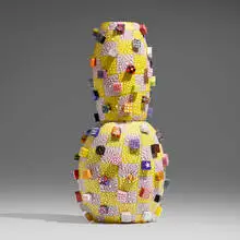 Lumpyware Murrine Pot by Richard Marquis, c. 1998, hand-blown glass, murrine, granulare technique, sold Oct 2023