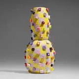 Lumpyware Murrine Pot by Richard Marquis, c. 1998, hand-blown glass, murrine, granulare technique, sold Oct 2023