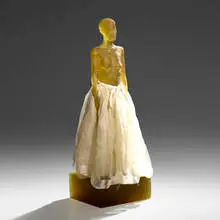 Nicholas Africano, Untitled Female (Amber Figure), c. 2013, cast glass, cloth