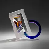 Michael Pavlik, Rectangle & Blue Circle (AAA), c. 1998, cut, ground, polished and laminated glass