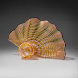 Cadmium Yellow and Lavender Persian with Black Lip Wrap by Dale Chihuly, 1988, hand-blown glass, sold Oct 2023