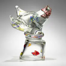 Richard Jolley, Geo Dog, c. 1990, hand-blown paper weight glass