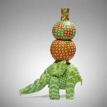 Lumpy Elephant #2 by Richard Marquis, 1997, hand-blown glass, granulare technique, sold Oct 2023