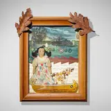 I Hear Tell of Romance by Johanna Nitzke Marquis, 1999, mixed media in artist-made frame, sold Oct 2023