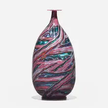 Yoichi Ohira, Laguna vase, 1999, hand-blown glass canes with powder inserts, ground surface