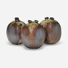 Toshiko Takaezu, Untitled (Triple Vase), c. 1958, glazed stoneware with sgraffito