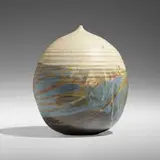 Untitled by Toshiko Takaezu, c. 1975, glazed stoneware, sold Oct 2023