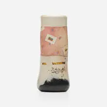 Vase by Bennett Bean, c. 1982, pit-fired and painted earthenware, sold Oct 2023