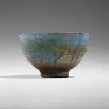 Tea bowl by Toshiko Takaezu, c. 1982, glazed porcelain, sold Oct 2023