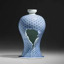 Steven Young Lee, Untitled (from the Deconstructed Jars series), c. 2013, glazed porcelain, cobalt inlay
