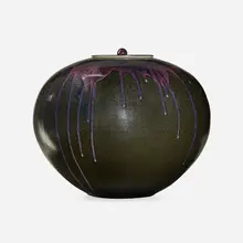 Stephen Merritt, Covered vessel, c. 1990, glazed porcelain