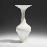 Bottle with flaring lip by Lucie Rie, c. 1980, glazed porcelain, sold Oct 2023