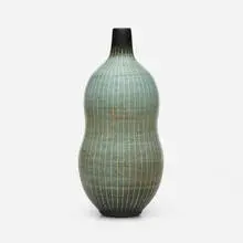 Tall vase by Harrison McIntosh, 1985, glazed stoneware, sold Oct 2023