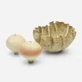 Collection of three vessels by Geoffrey Swindell and Mary Rogers, glazed porcelain, sold Oct 2023