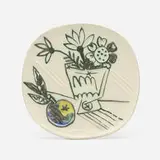 Bouquet à la pomme plate by Pablo Picasso, 1956, white earthenware with oxidized paraffin decoration, sold Oct 2023