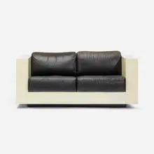 Lella and Massimo Vignelli, Saratoga settee, 1964, lacquered wood, leather