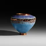 Keith and Deanna Clayton, Med Blue Ornamental, 2000, pâte-de-verre, electro-plated copper