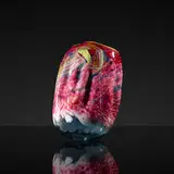 French Blue Soft Cylinder with Azo Yellow Lip Wraps by Dale Chihuly, 1993, hand-blown glass, sold Nov 2017