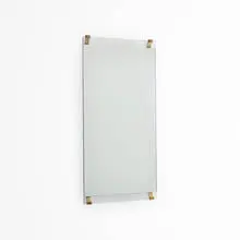 Carl Auböck, mirror, c. 1950, mirrored glass, brass, glass, enameled steel
