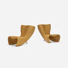 Marc Newson, Wicker chairs, pair, 1990, wicker, aluminum