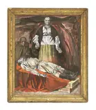 Mikhail Sevastyanovich Prokopyuk, Untitled, clutching his PPSK machine gun Oil