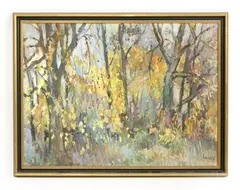 John Livesey, Untitled, John Livesey (1926-1990) Autumn Woodland Oil on board Signed lower right 63 x 87cm