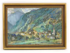 John Livesey, Untitled, Tessia) Oil on board Signed lower left 53 x 79cm